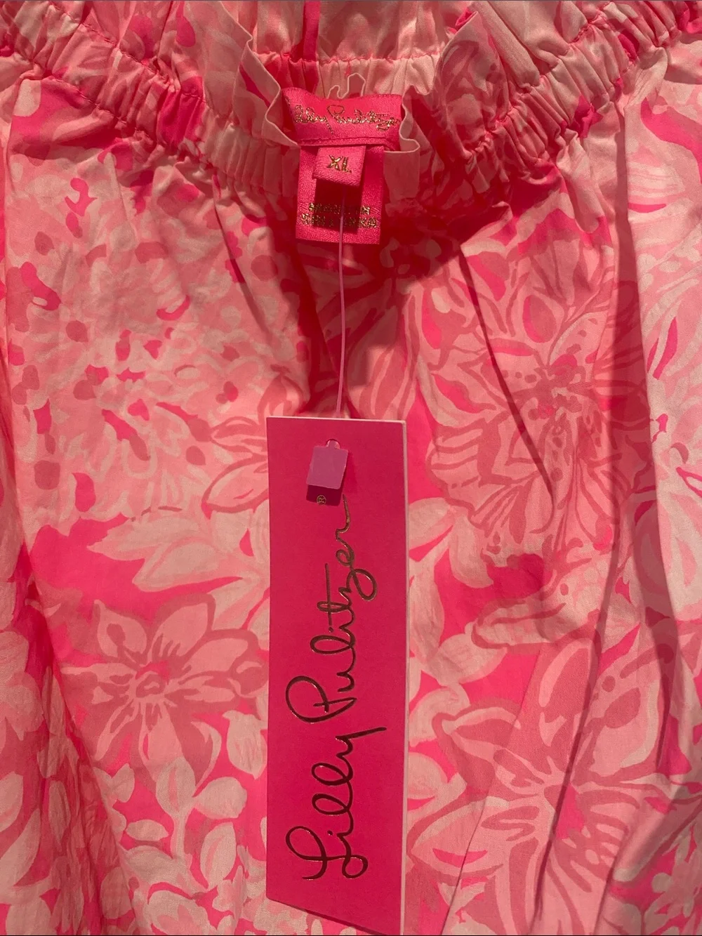 Lilly Pulitzer Pink & White Floral Off-Shoulder Blouse